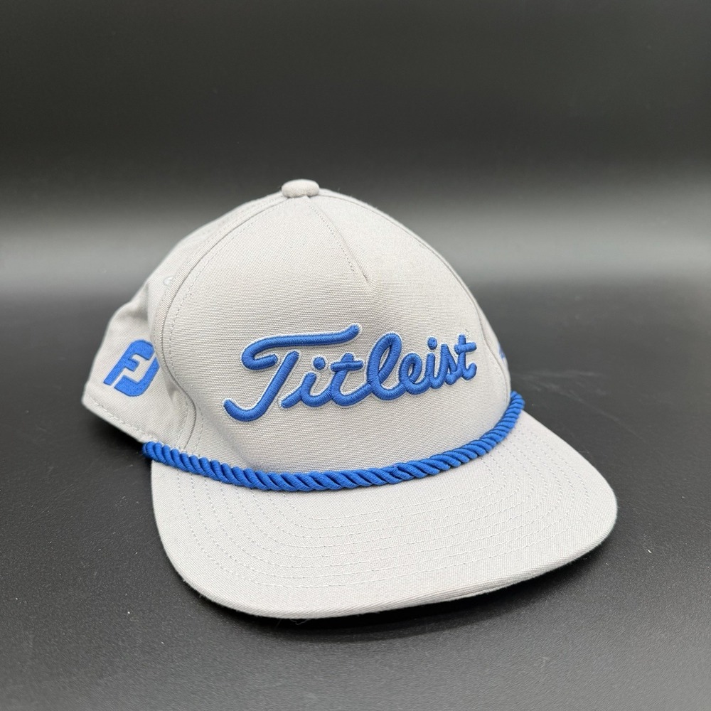 Titleist FootJoy Golf Youth Hat Pro V1 Adjustable Gray Blue Rope Hat FJ